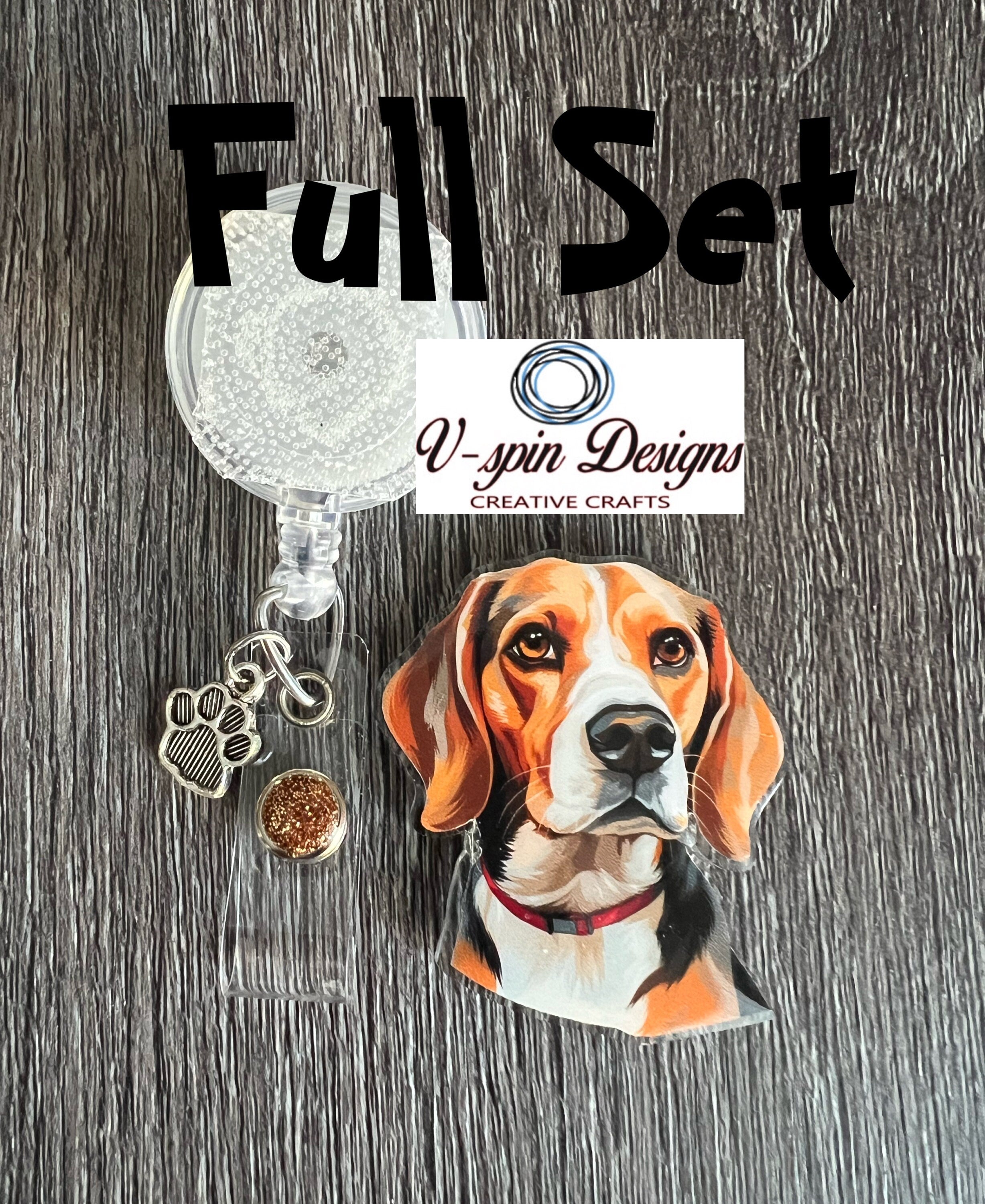 Beagle Dog Badge Reel | Retractable Acrylic ID Holder for Dog Lovers