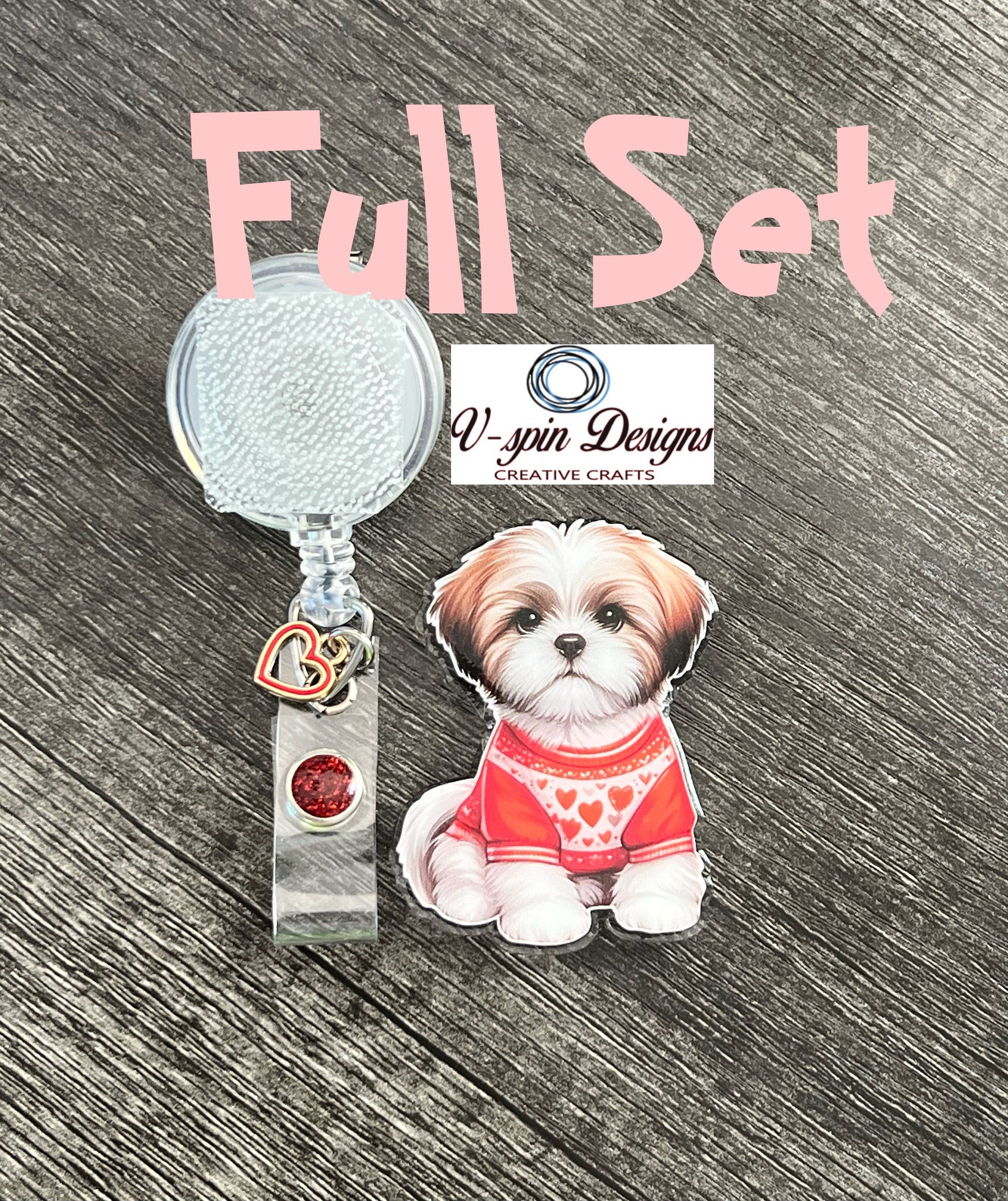 Valentine Shitzu Badge Reel: Heart Charm ID Holder