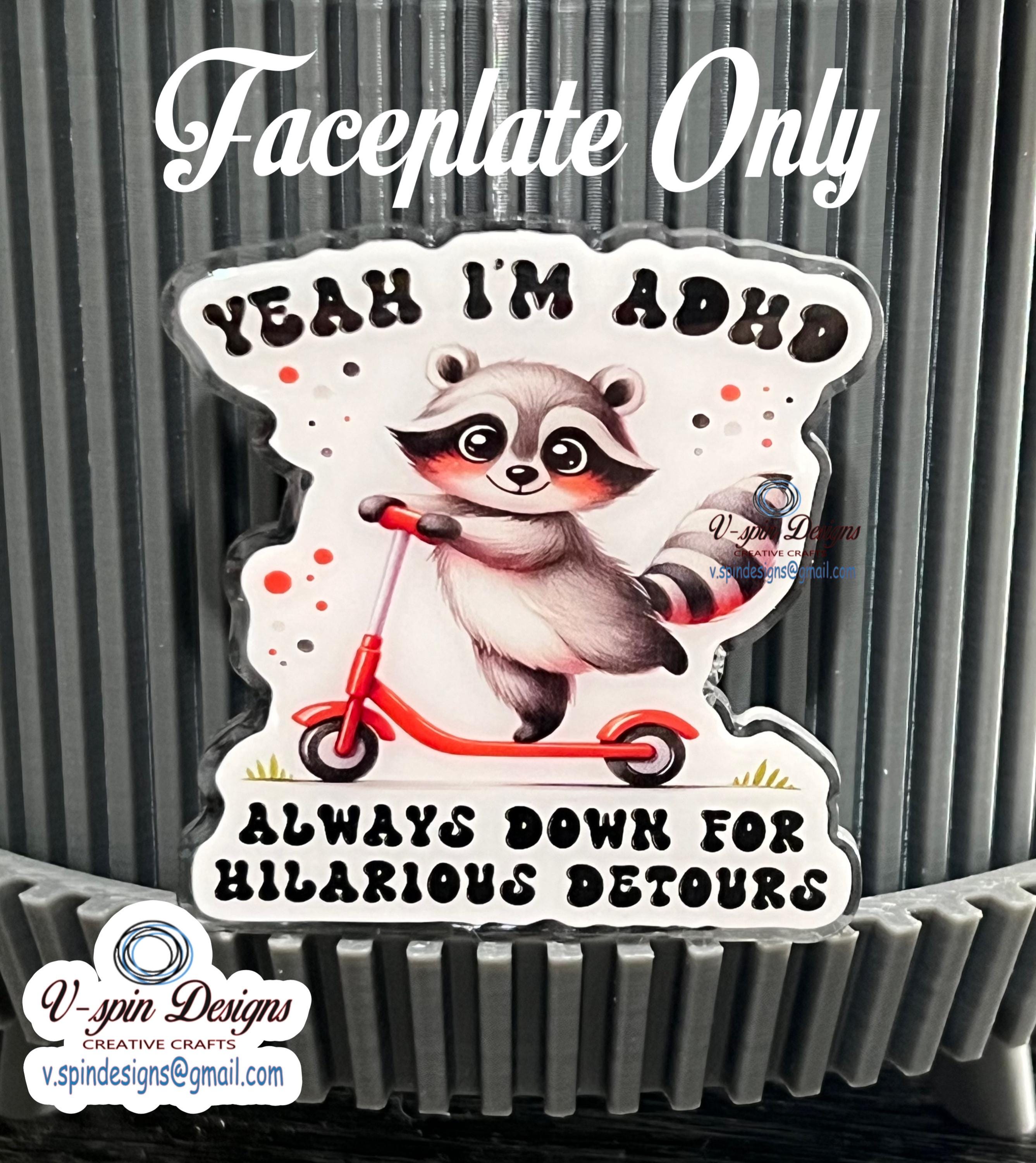 Funny ADHD Racoon Badge Reel: Retractable ID Holder