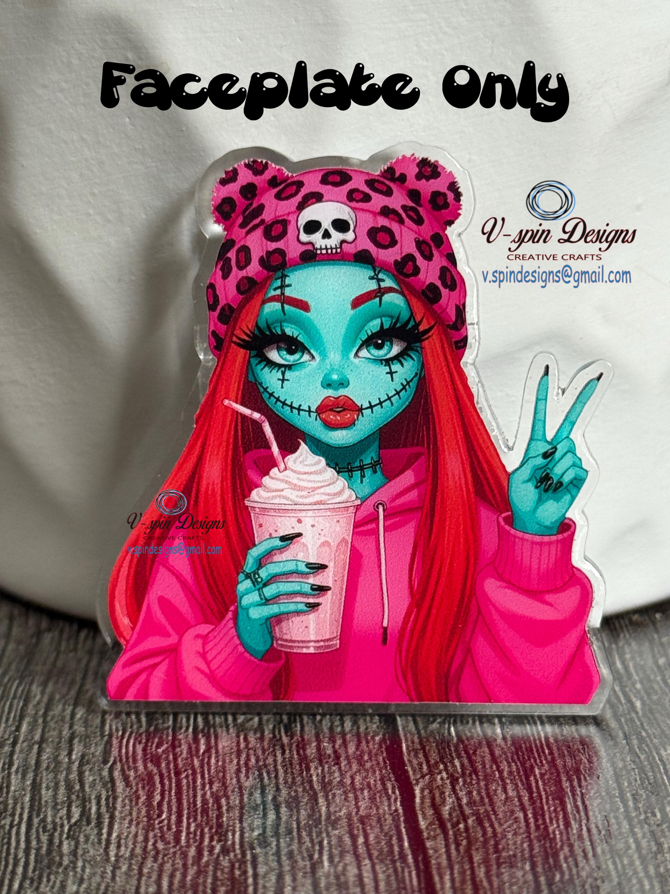 Zombie Girl Badge Reel | Cute Halloween Retractable Acrylic ID Holder