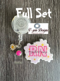 RN Daisy Flower Badge Reel | Registered Nurse Retractable Acrylic ID Holder