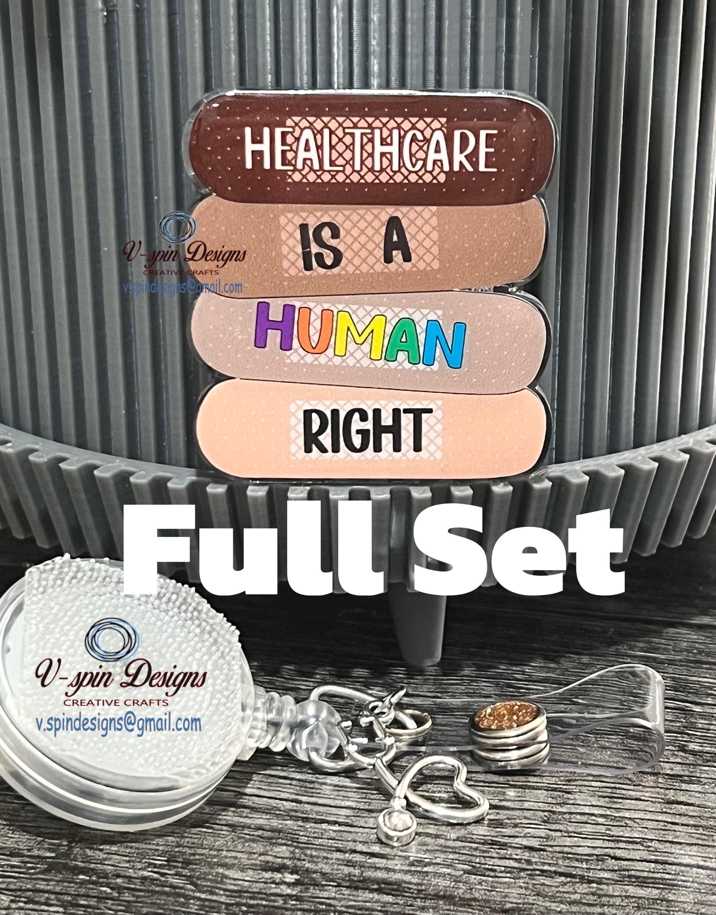 "Healthcare Is A Human Right" Badge Reel | Band-Aid Acrylic Retractable ID Holder