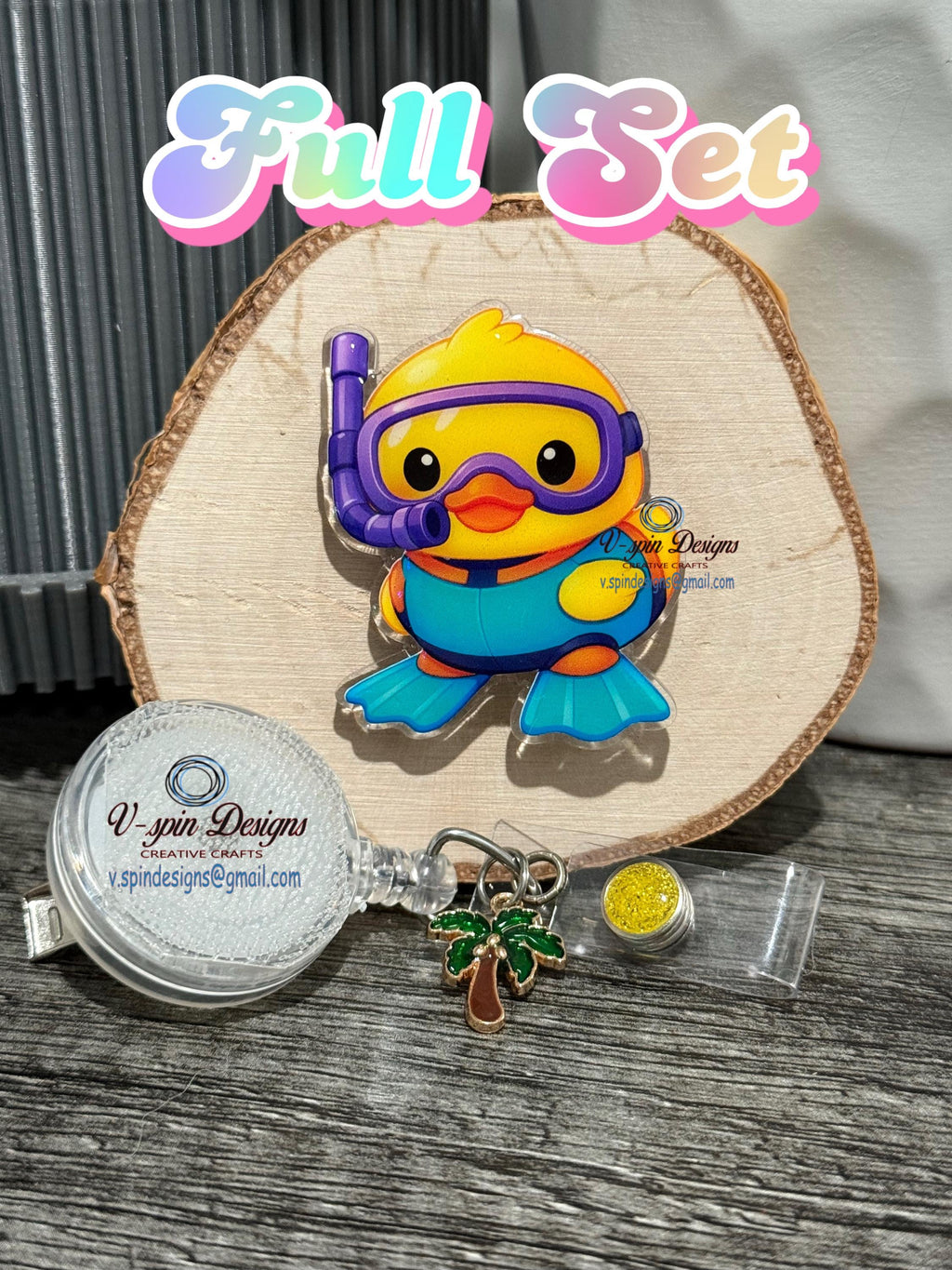 Snorkeling Duck Badge Reel | Funny Summer Retractable Acrylic ID Holder