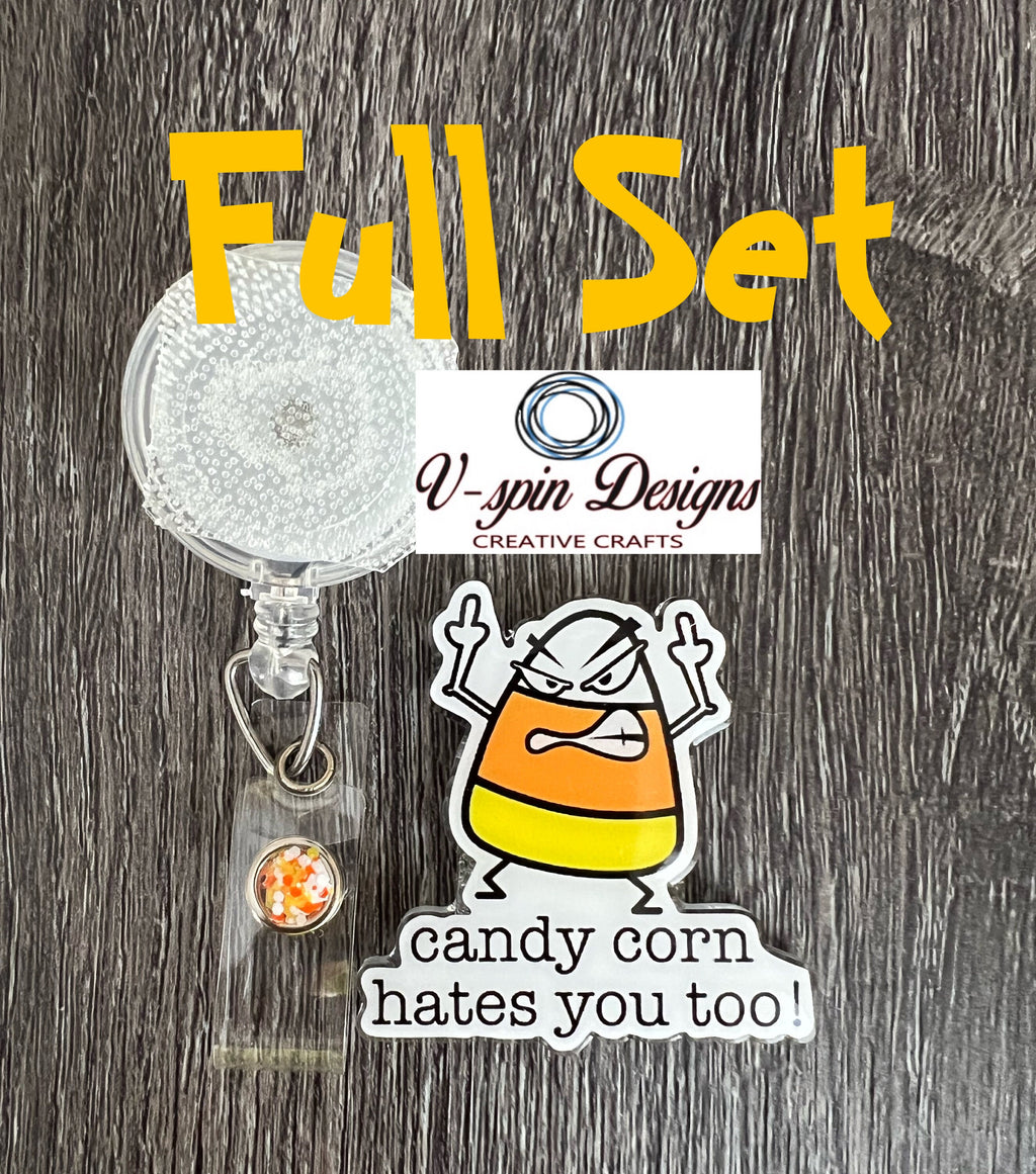 Funny “candy corn hates you too” Badge reel/nurse badge reels/funny badge reels/holiday badge reels