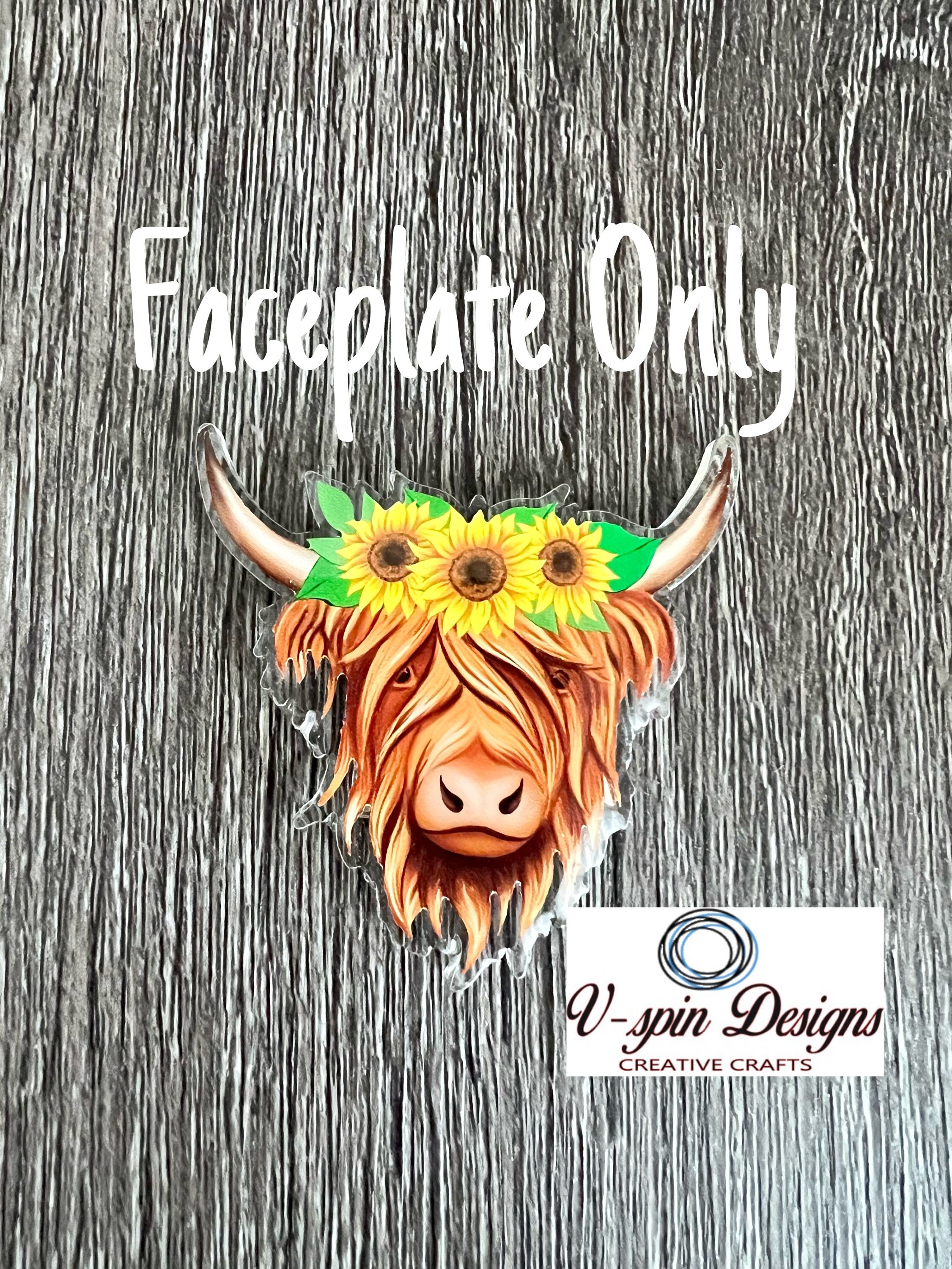 Highland Cow Sunflowers Badge Reel | Retractable Acrylic ID Holder