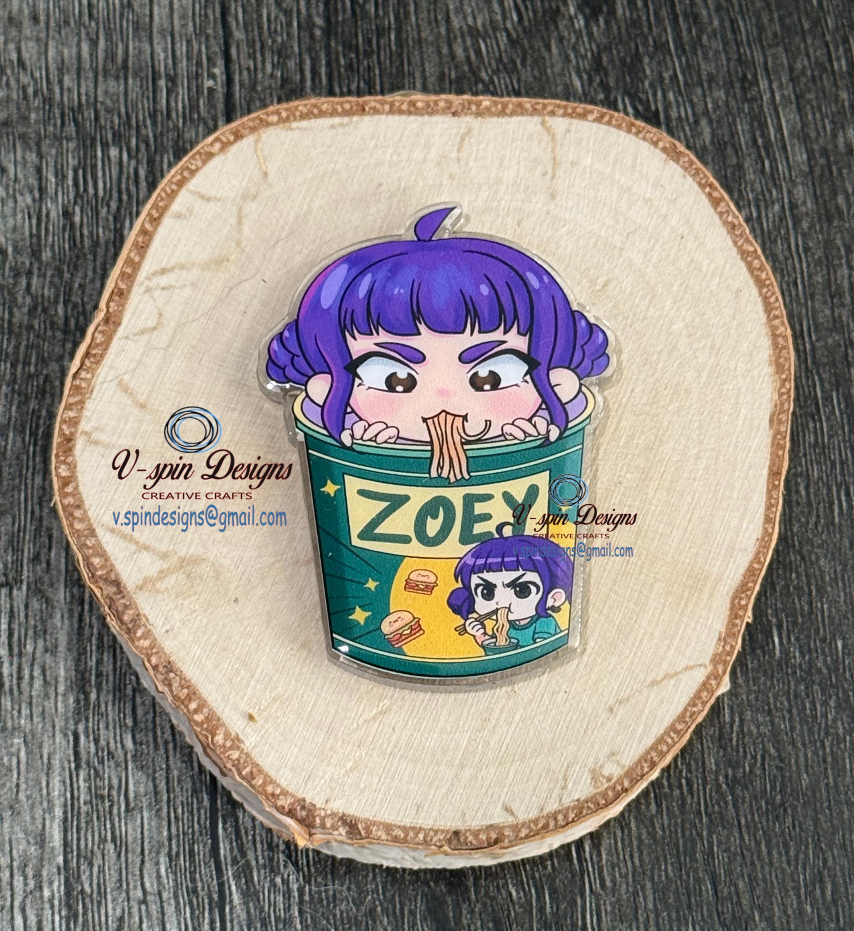 Ramen Noodle Cup Badge Reel | Retractable Acrylic ID Holder