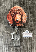 Brown Poodle Badge Reel: Retractable ID Holder, nurse badge reels, dog badge reels