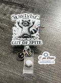 Funny Raccoon Badge Reel: Surviving Out of Spite, ID Holder