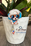 Patriotic Poodle Badge Reel, Charm, and Matching Snap