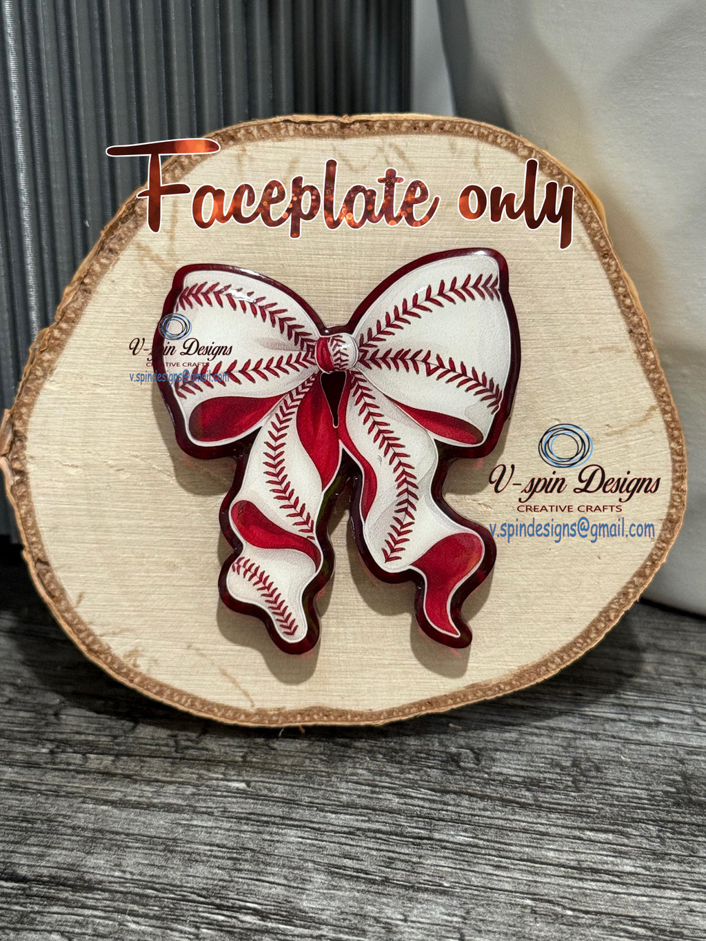 Baseball Bow Badge Reel | Sports Fan Retractable Acrylic ID Holder