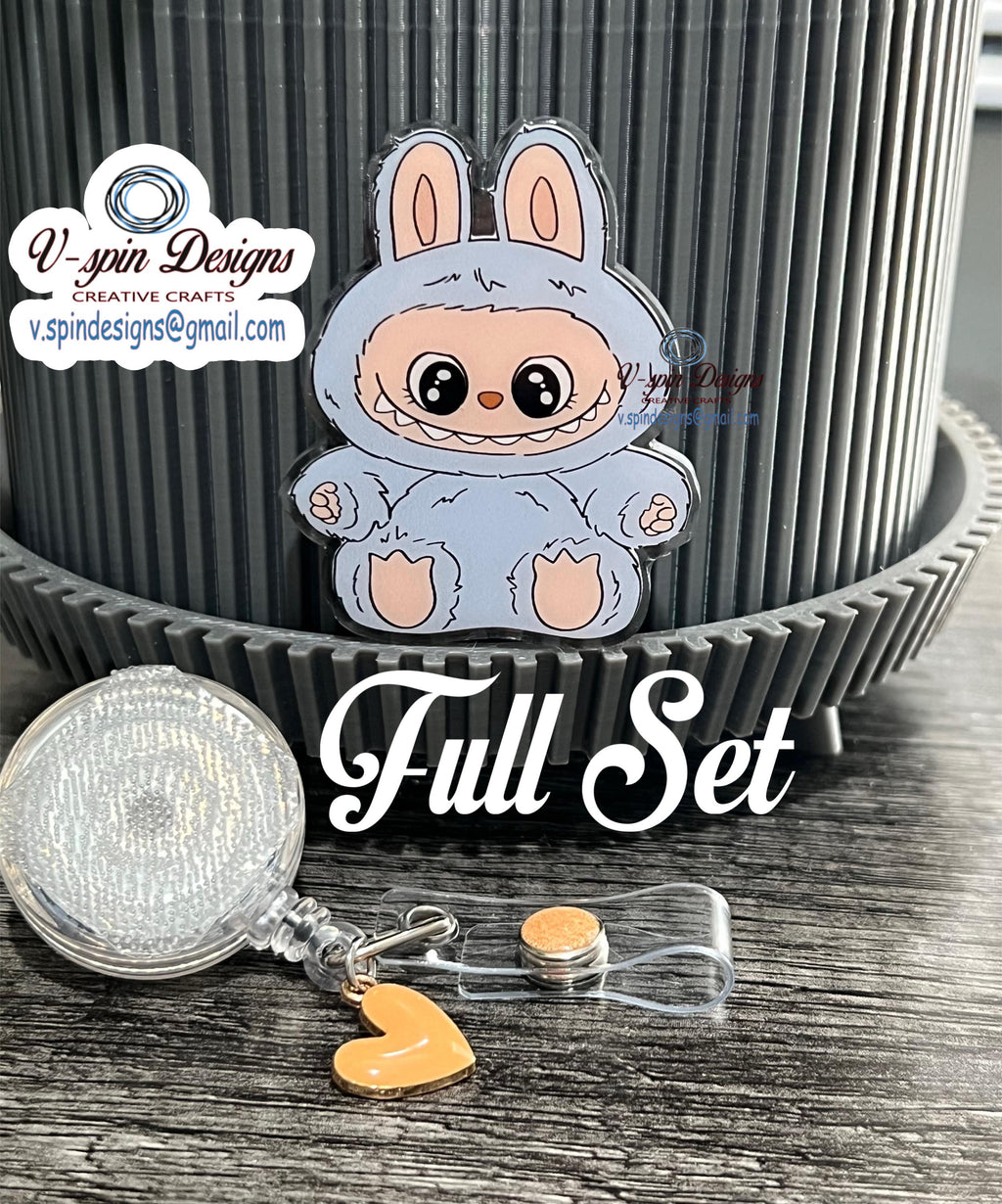 Cute "Have a Seat" Little Monsters Badge Reel | Retractable Acrylic ID Holder