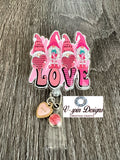 2” Gnome Love, badge reel/ID Holder/card holder/teachers/nurses/valentines