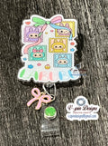 Little Monsters Retractable Badge Reel: Acrylic ID Holder/nurse badge reels/cute badge reels