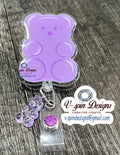 Chunky Gummy Bear purple retractable badge reel/ID holder/nurse/card holder/teachers/students/candy
