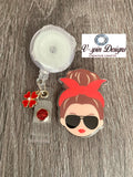 Hair Up Mom Badge Reel: Acrylic Retractable ID Holder