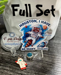 "Houston, I Have So Many Problems" Raccoon Astronaut Badge Reel | Funny Retractable ID Holder