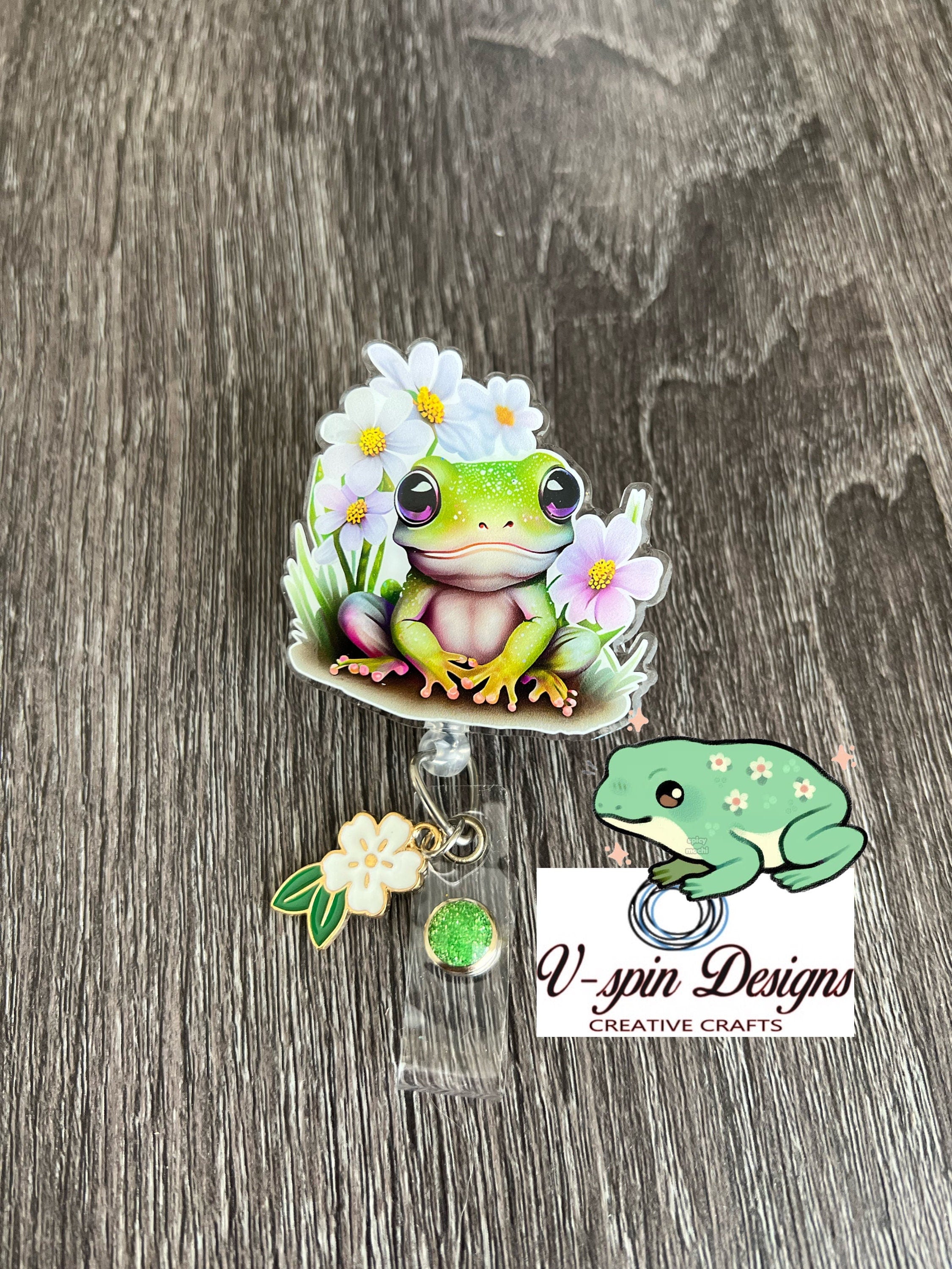 Cute Baby Frog Badge Reel | Retractable Acrylic ID Holder
