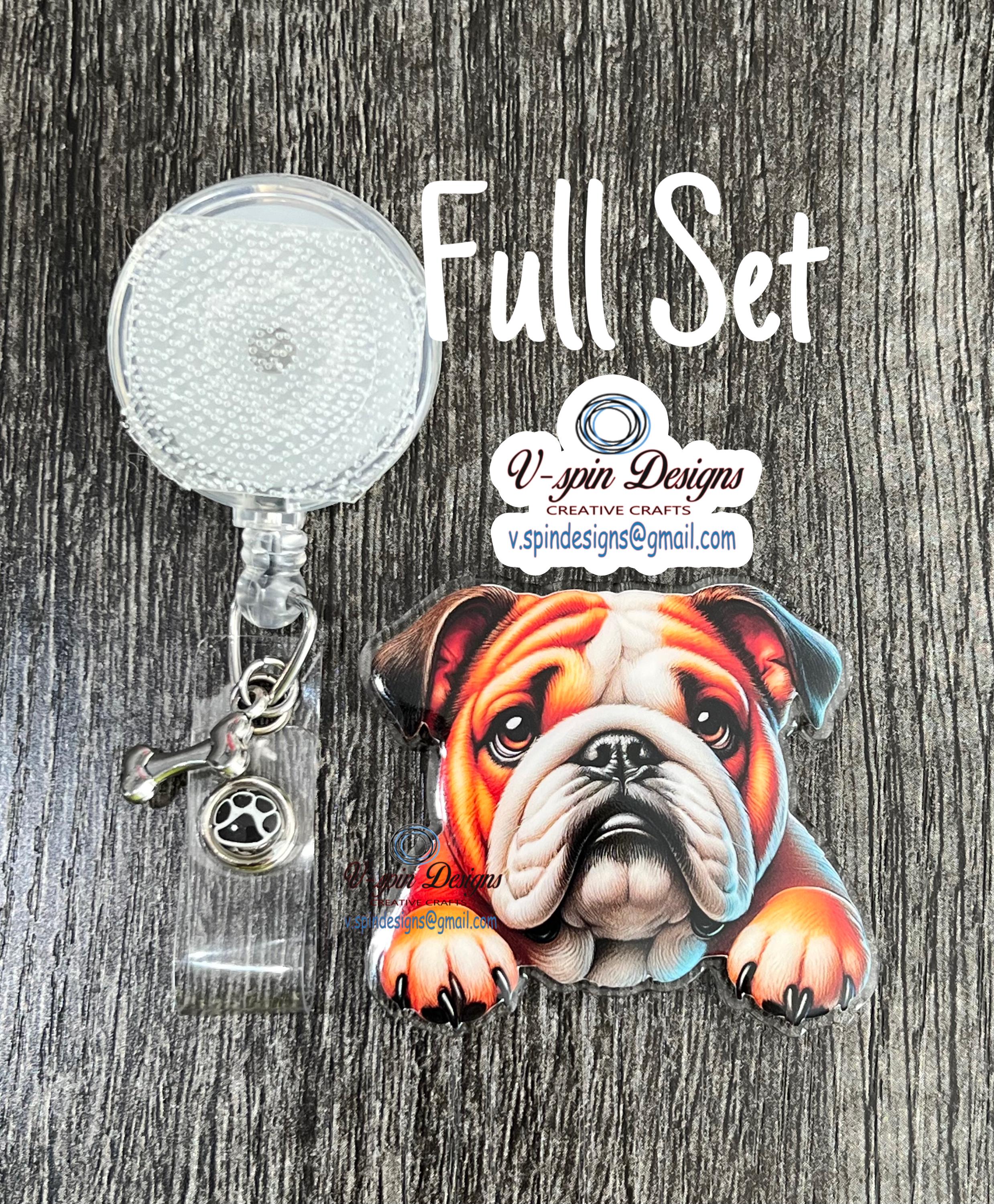 Bulldog badge reel/ID Holder/card holder/dogs/nurse badge reels