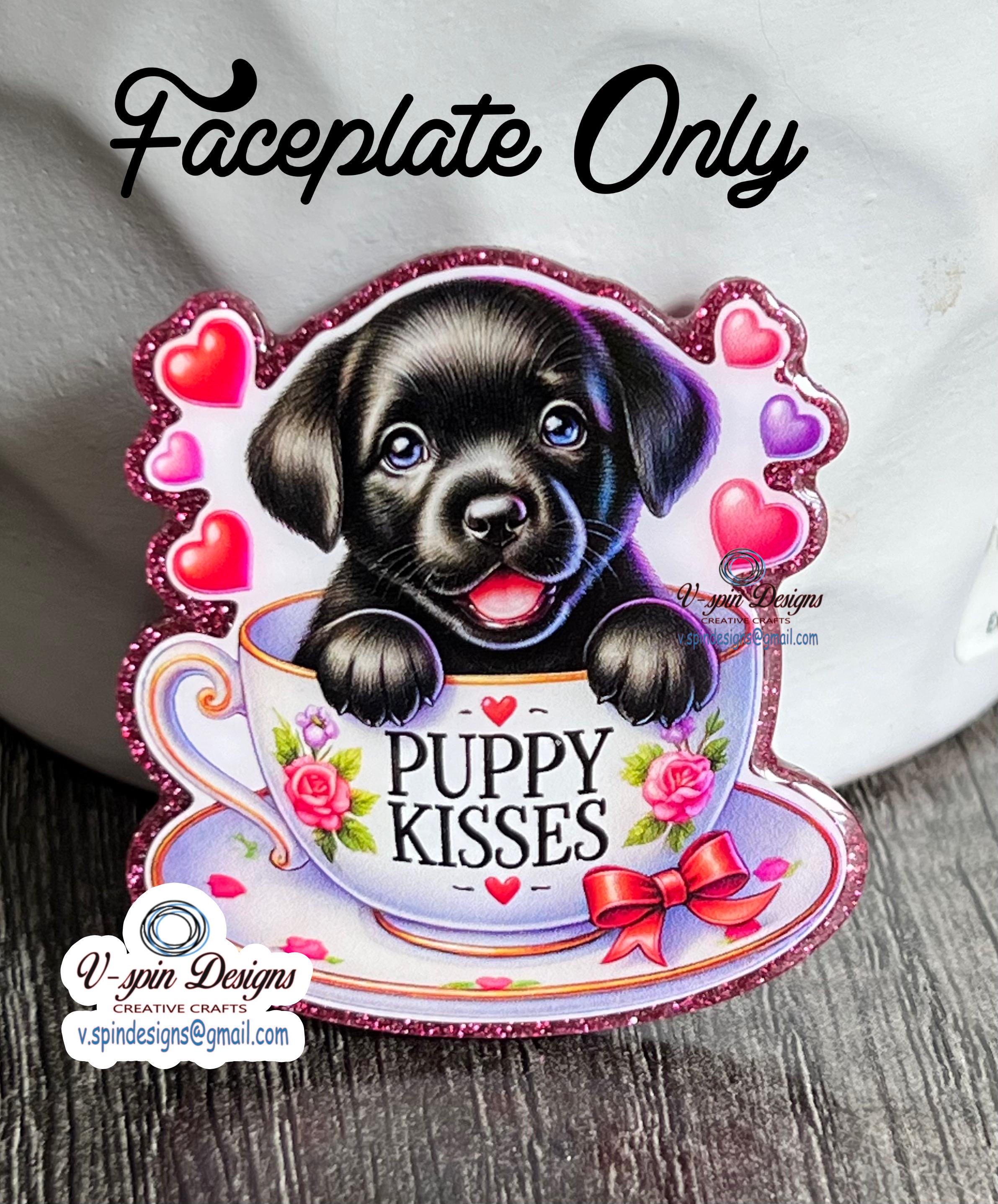 Black Lab Valentine Tea Cup Badge Reel | Retractable Acrylic ID Holder