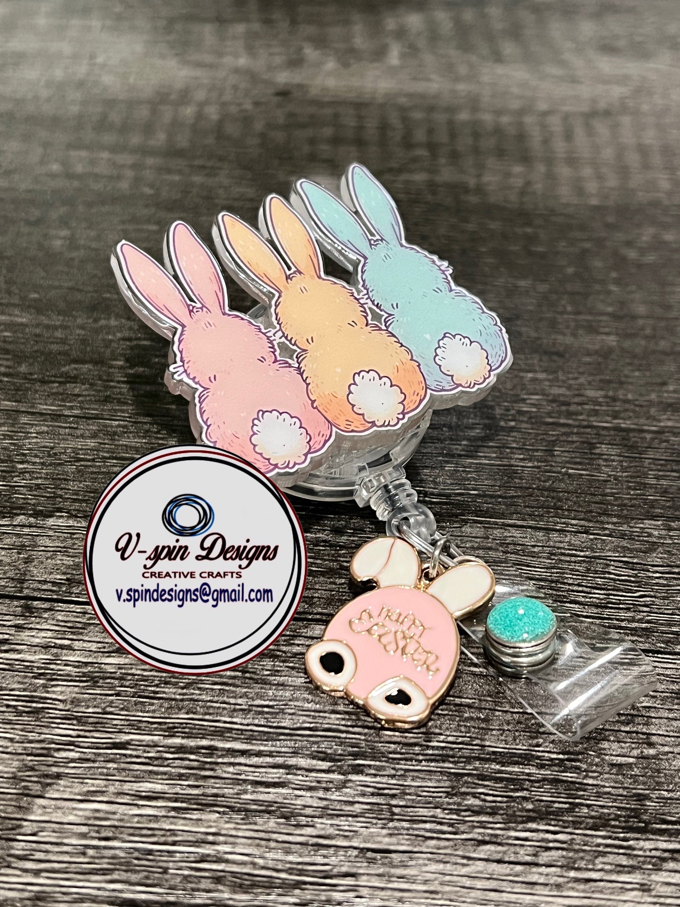 Easter Bunnies badge reel/ID Holder/card holder/teachers/nurses/Easter