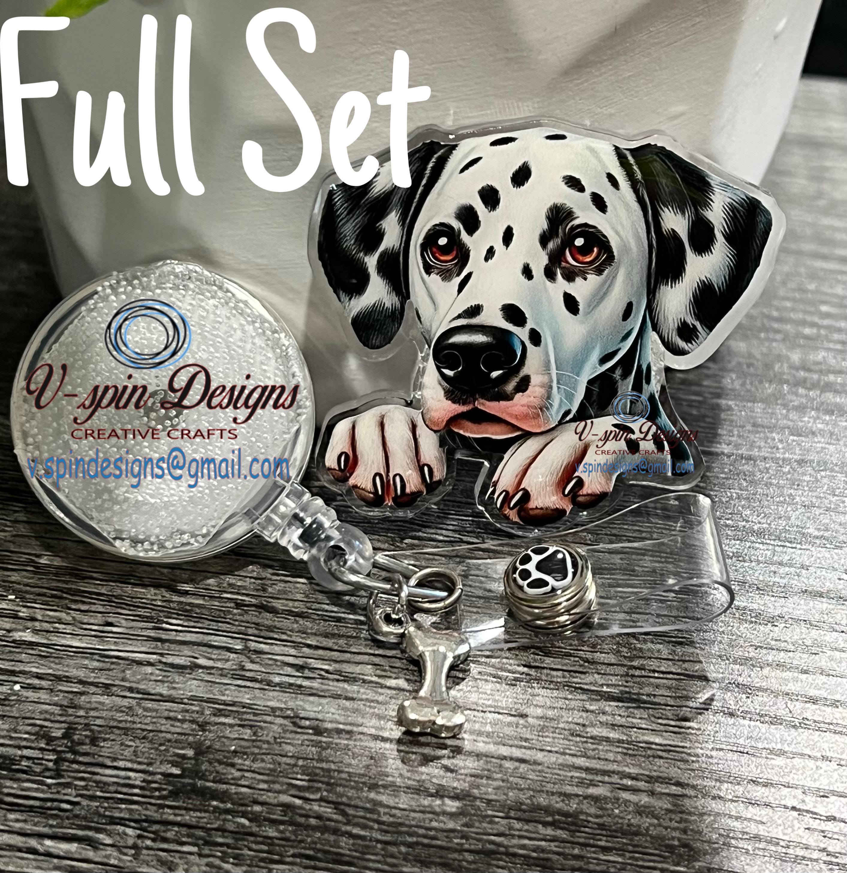 Dalmation dog badge reel/ID Holder/card holder/dog badge reel