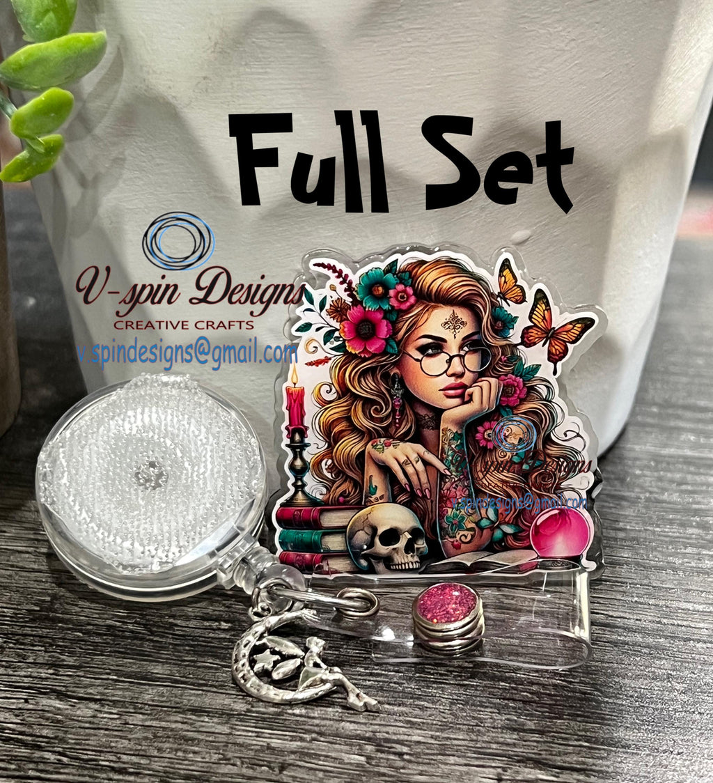 Boho  Books, butterflies and tattoos Badge reel/ID Holder card holder/nurse/teachers/fun/cute badge reels