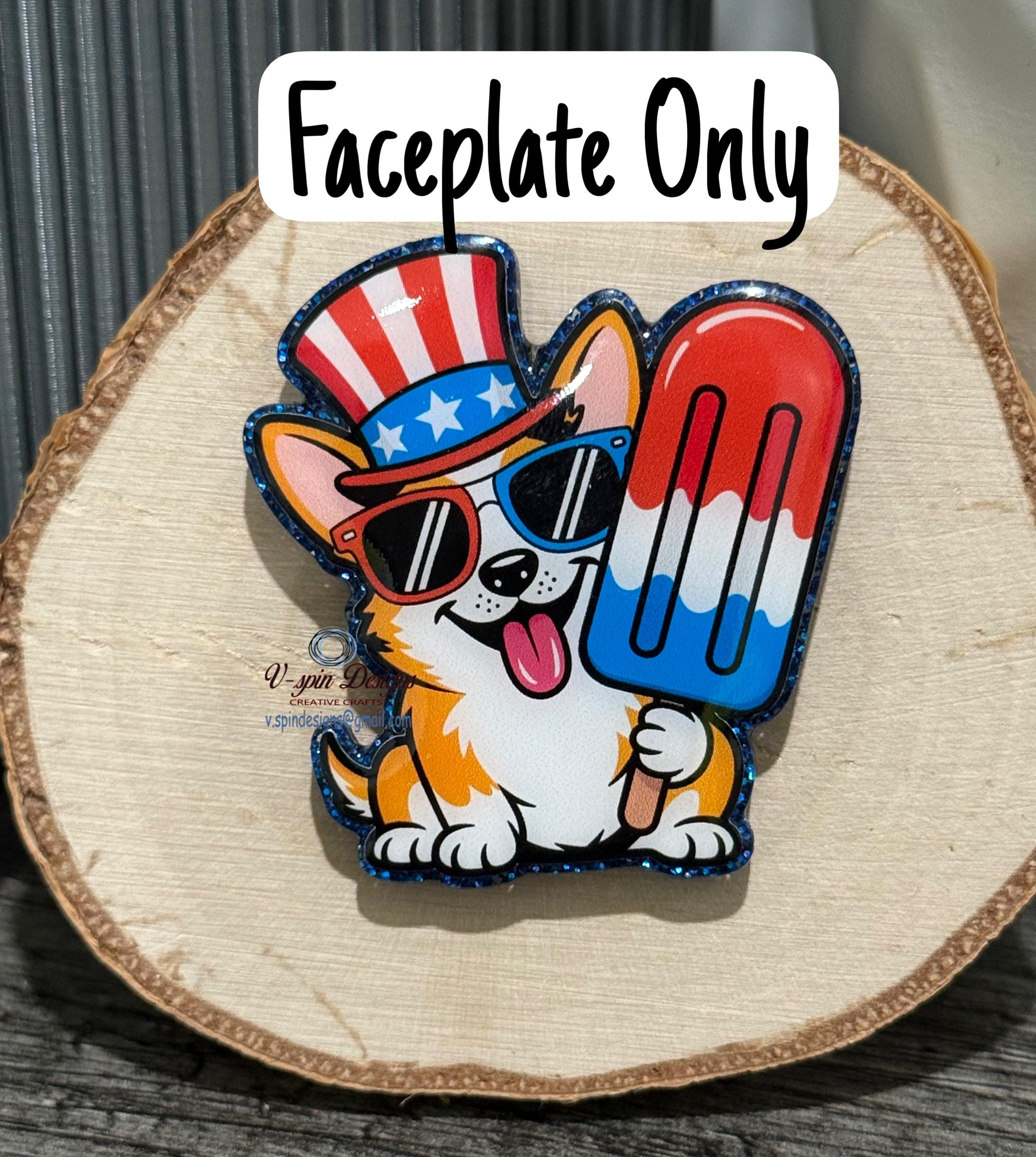 Patriotic Corgi Badge Reel | 4th of July Retractable Acrylic ID Holder