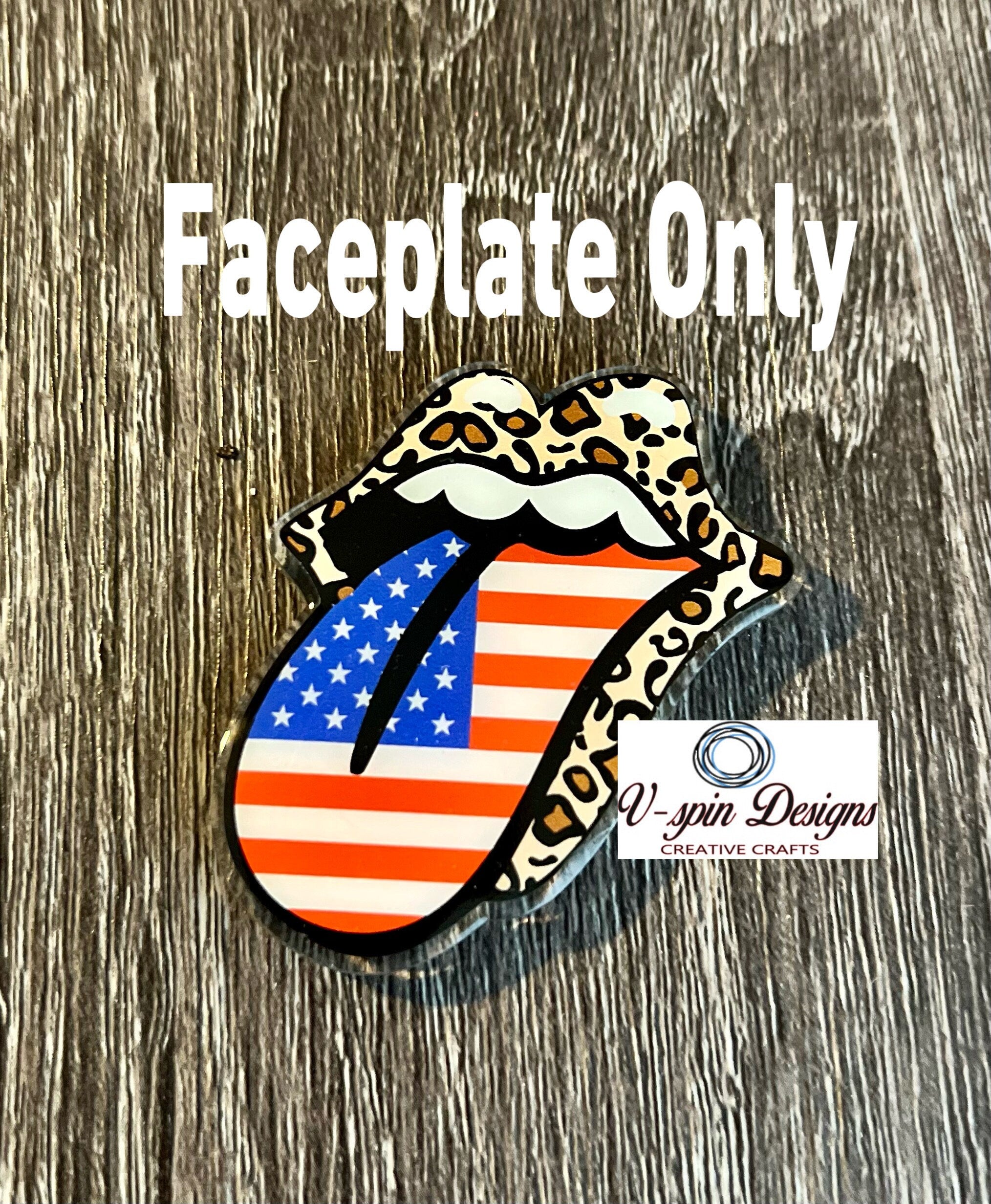 Patriotic Tongue & Lips Badge Reel | 4th of July Retractable Acrylic ID Holder