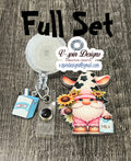 Gnome Cow Badge Reel | Retractable Acrylic ID Holder