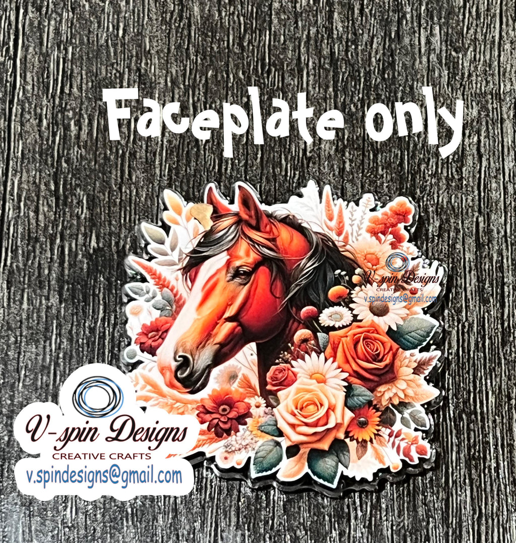 Horse with flowers badge reel/ID Holder/nurses/teachers/badge holder/western/horses/cowgirl
