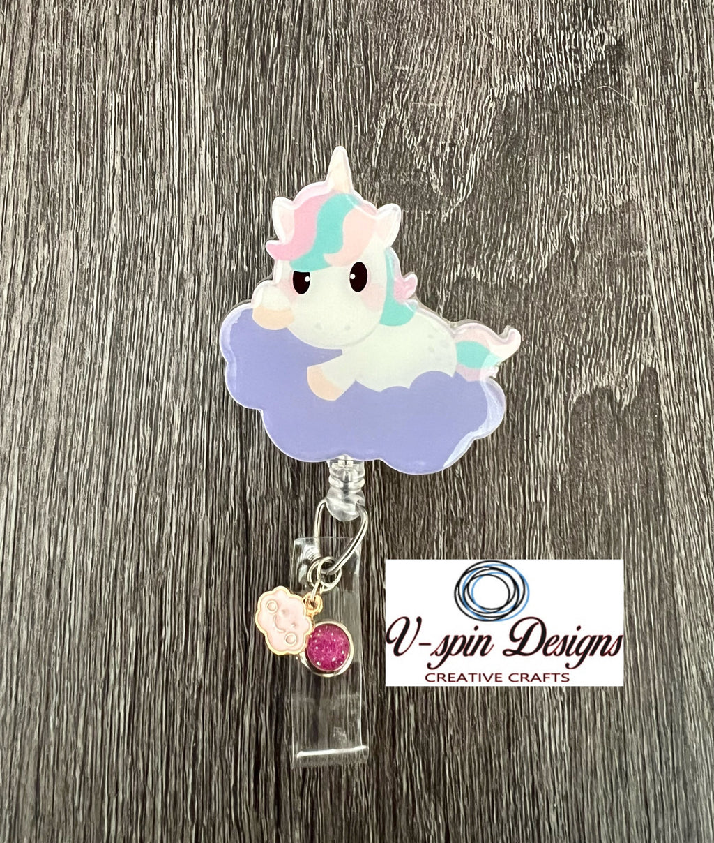 Unicorn on a cloud badge reel/ID Holder/card holder/teachers/nurses badge reels
