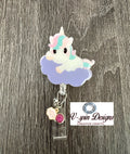 Unicorn on a cloud badge reel/ID Holder/card holder/teachers/nurses badge reels