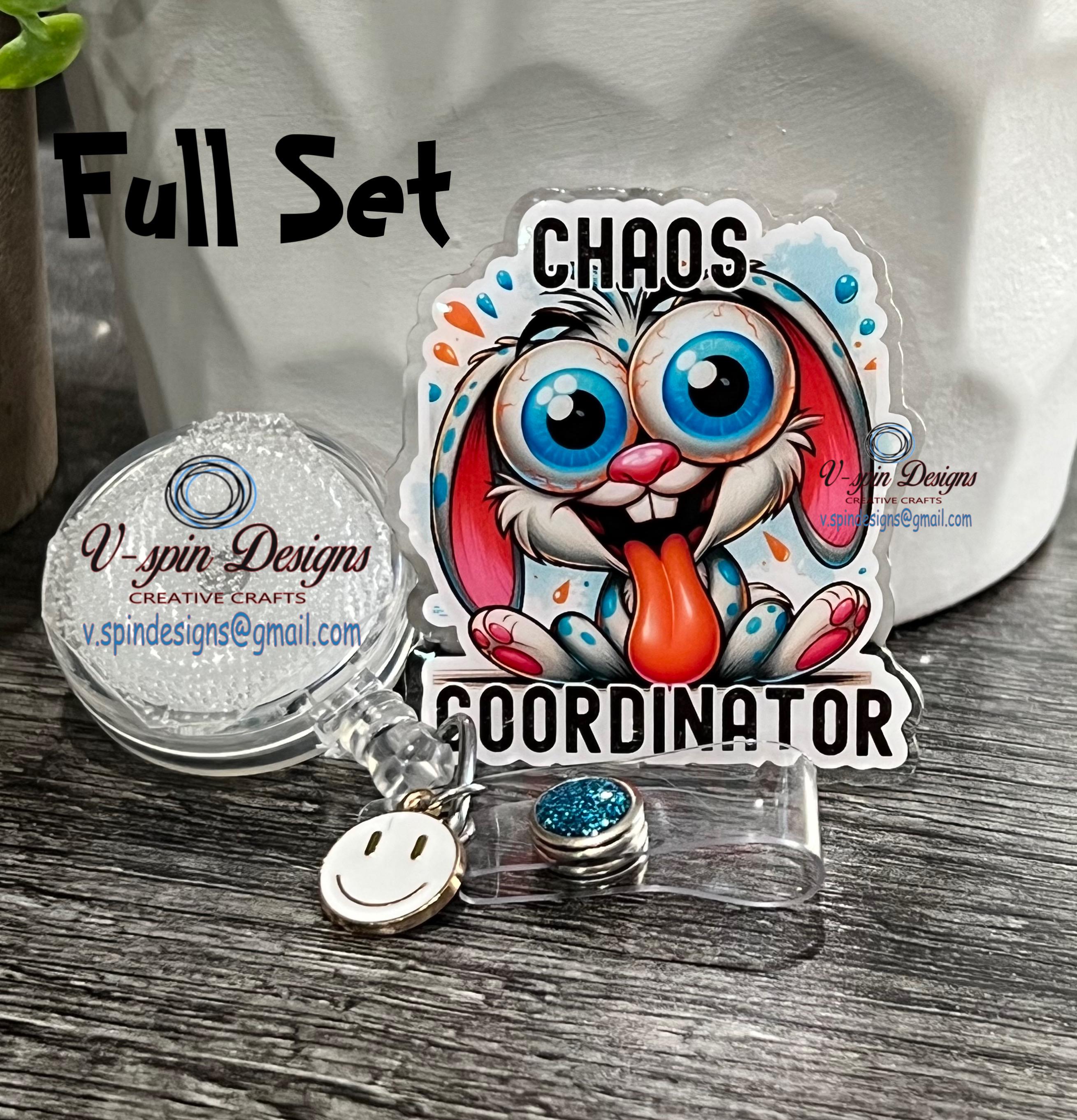 Chaos Coordinator Bunny Badge reel/ID Holder card holder/nurse/teachers/fun/silly