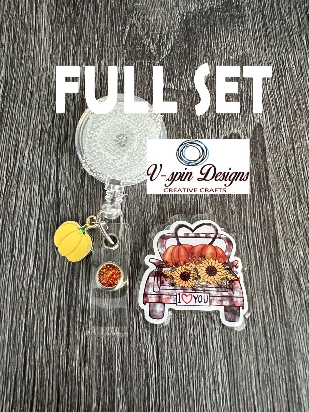 Fall Pumpkin Truck Badge Reel | Retractable Acrylic ID Holder