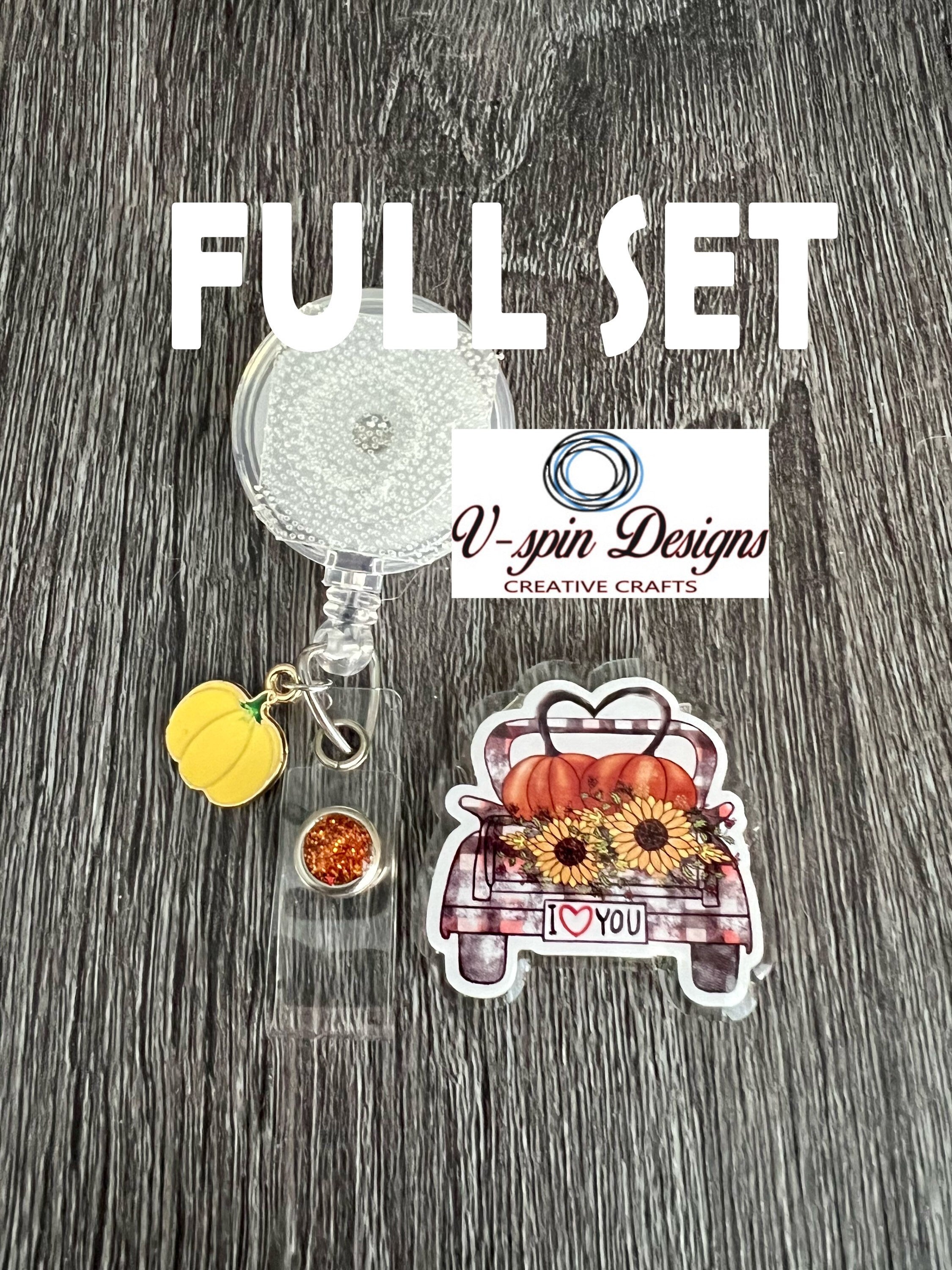 Fall Pumpkin Truck Badge Reel | Retractable Acrylic ID Holder