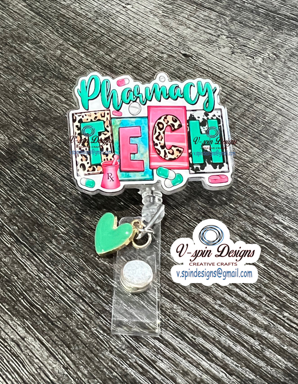 Pharmacy Tech badge reel/ID Holder card holder/pharmacy badge reels