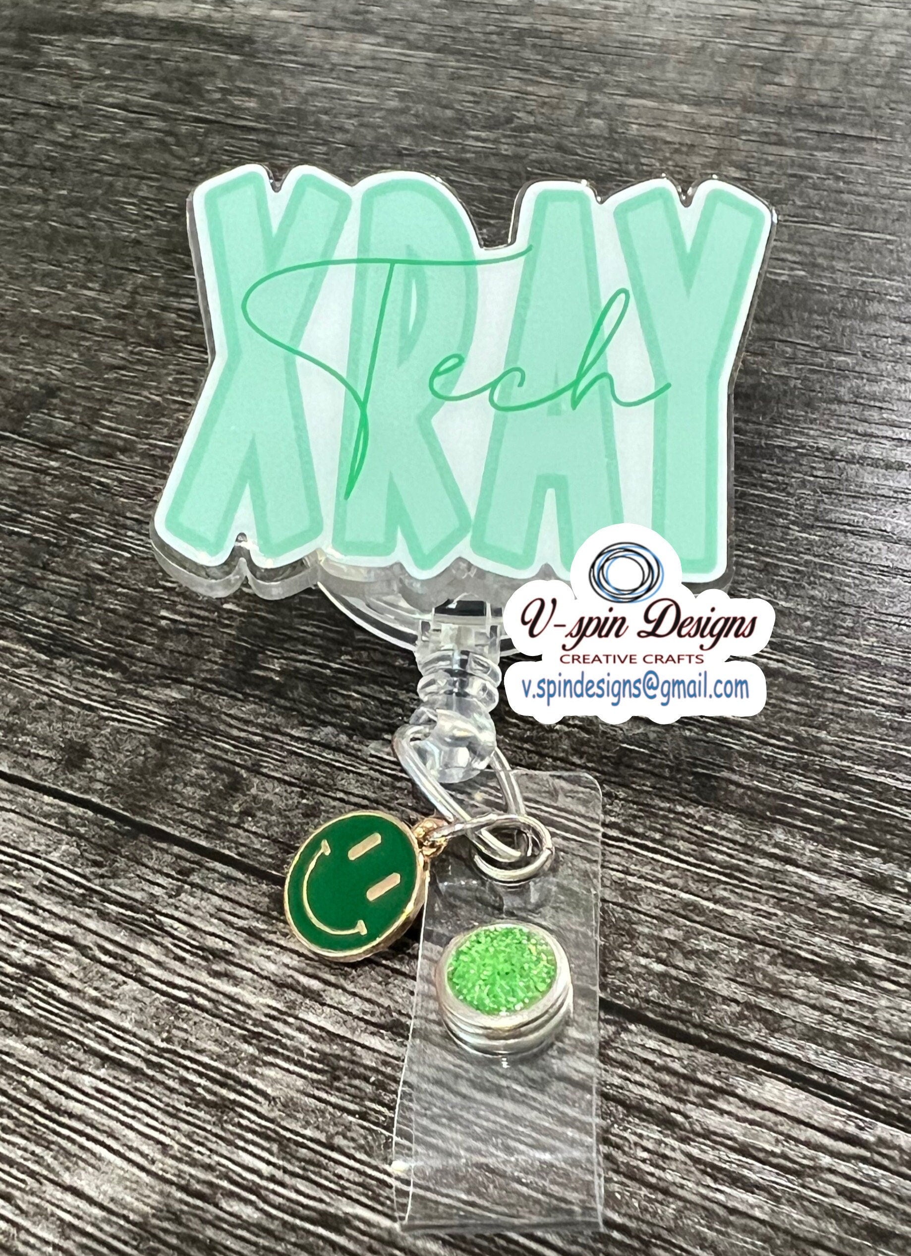 X-Ray Tech Badge Reel | Retractable Acrylic ID Holder for Radiology