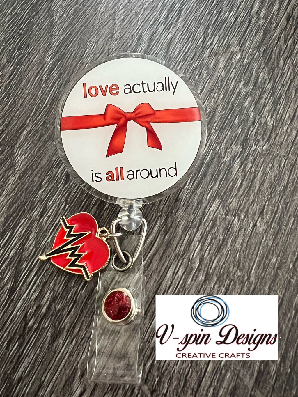 "Love Actually Is All Around" Badge Reel | Retractable Acrylic ID Holder
