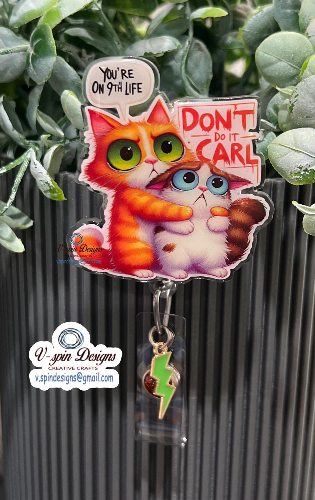 Funny 9 Lives Cat Badge Reel/Retractable ID Holder for Nurses & Teachers/funny badge reels/cat badge reels/gift for nurses