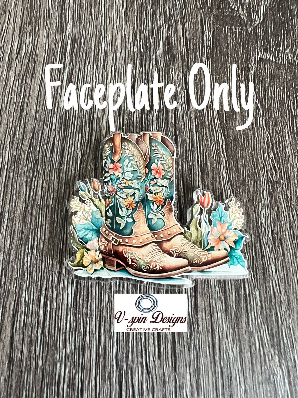 Cowgirl Boots & Flowers Badge Reel | Western Retractable Acrylic ID Holder