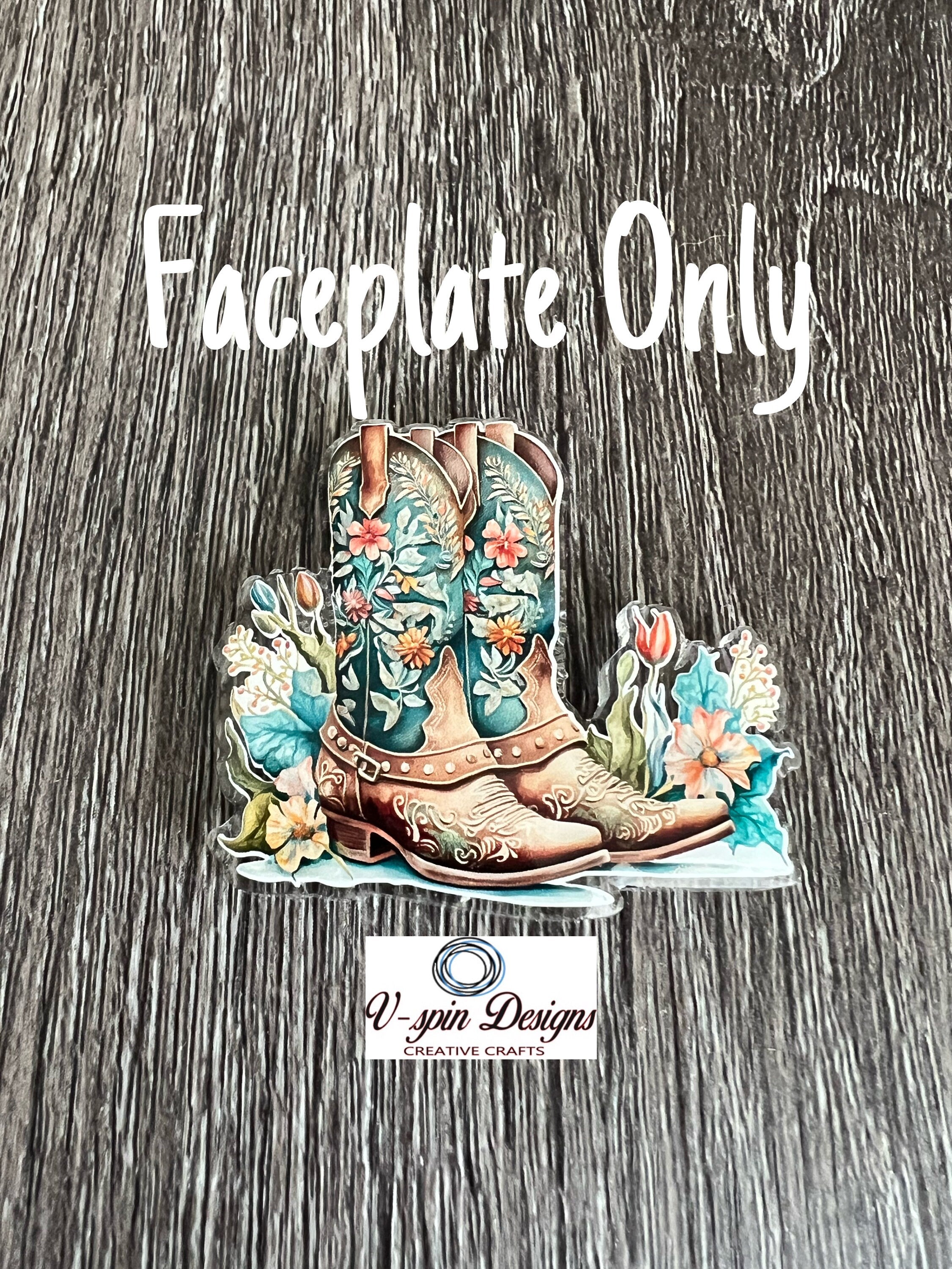 Cowgirl Boots & Flowers Badge Reel | Western Retractable Acrylic ID Holder