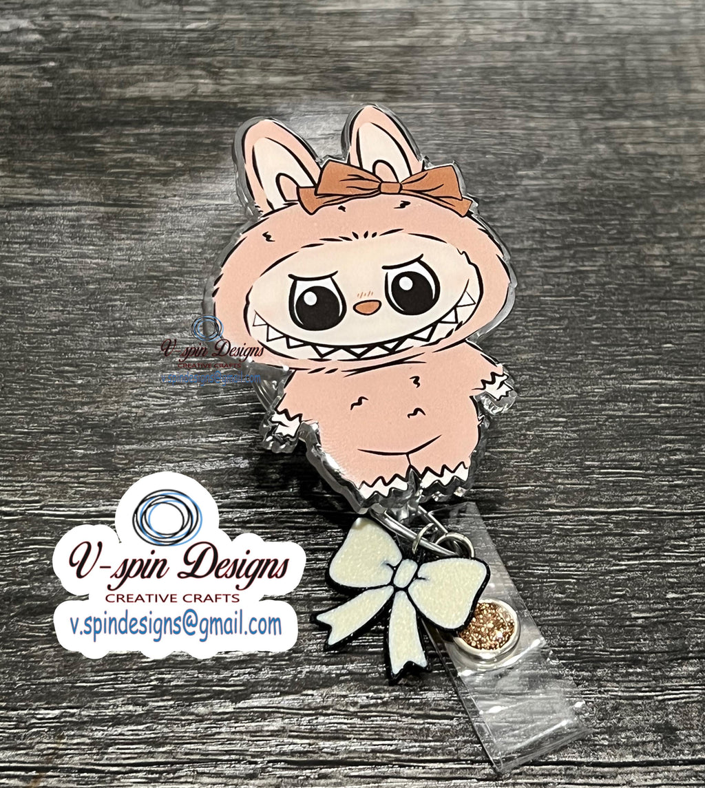 Little Monsters Badge Reel: Acrylic ID Holder with Bow/nurse badge reels/badge reel toppers/gift for nurses