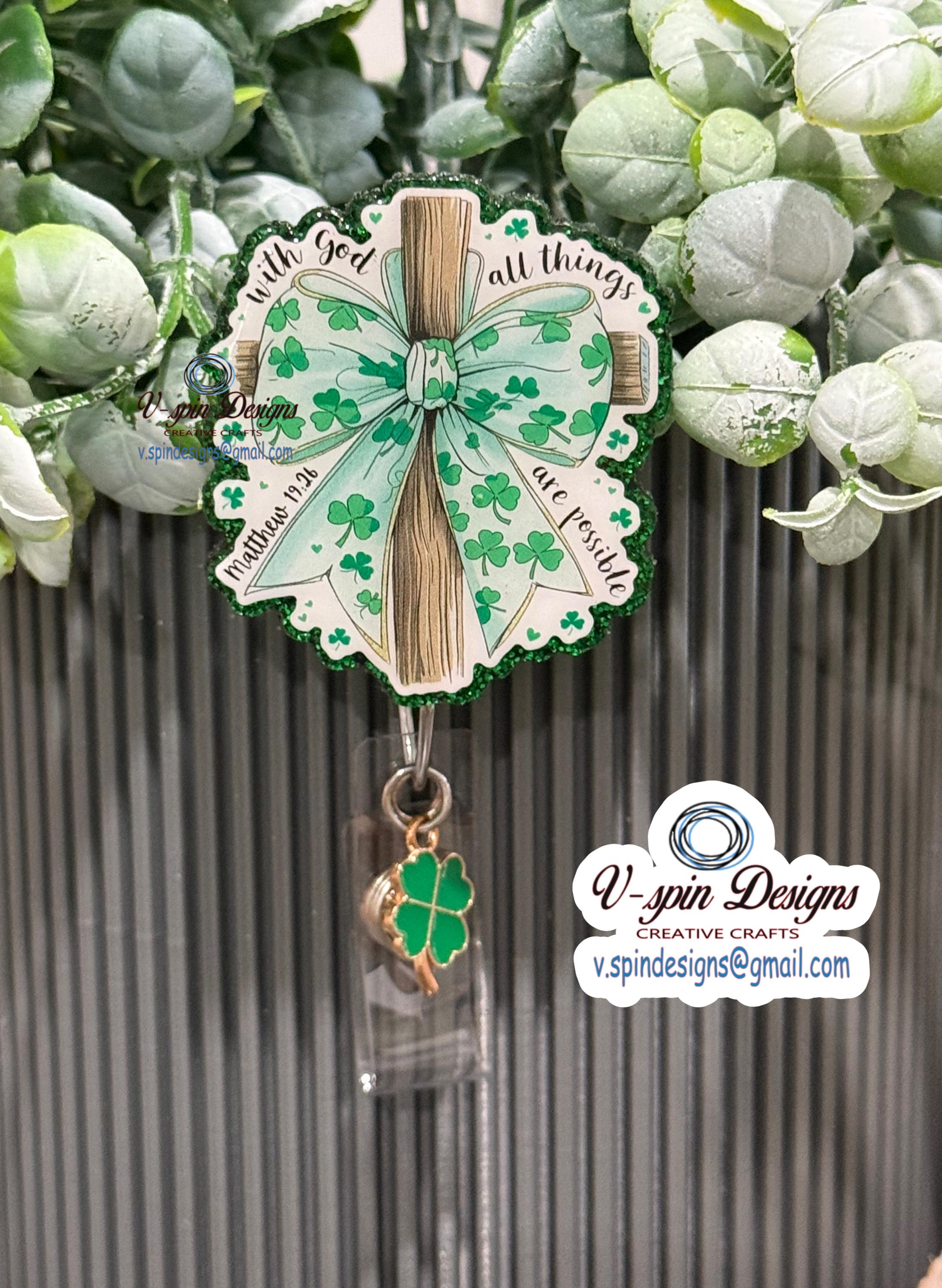 "With God All Things Are Possible" Badge Reel: Inspirational Acrylic ID Holder