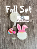 Easter Gnome with Bunny Ears Badge Reel: Acrylic Holiday ID Holder
