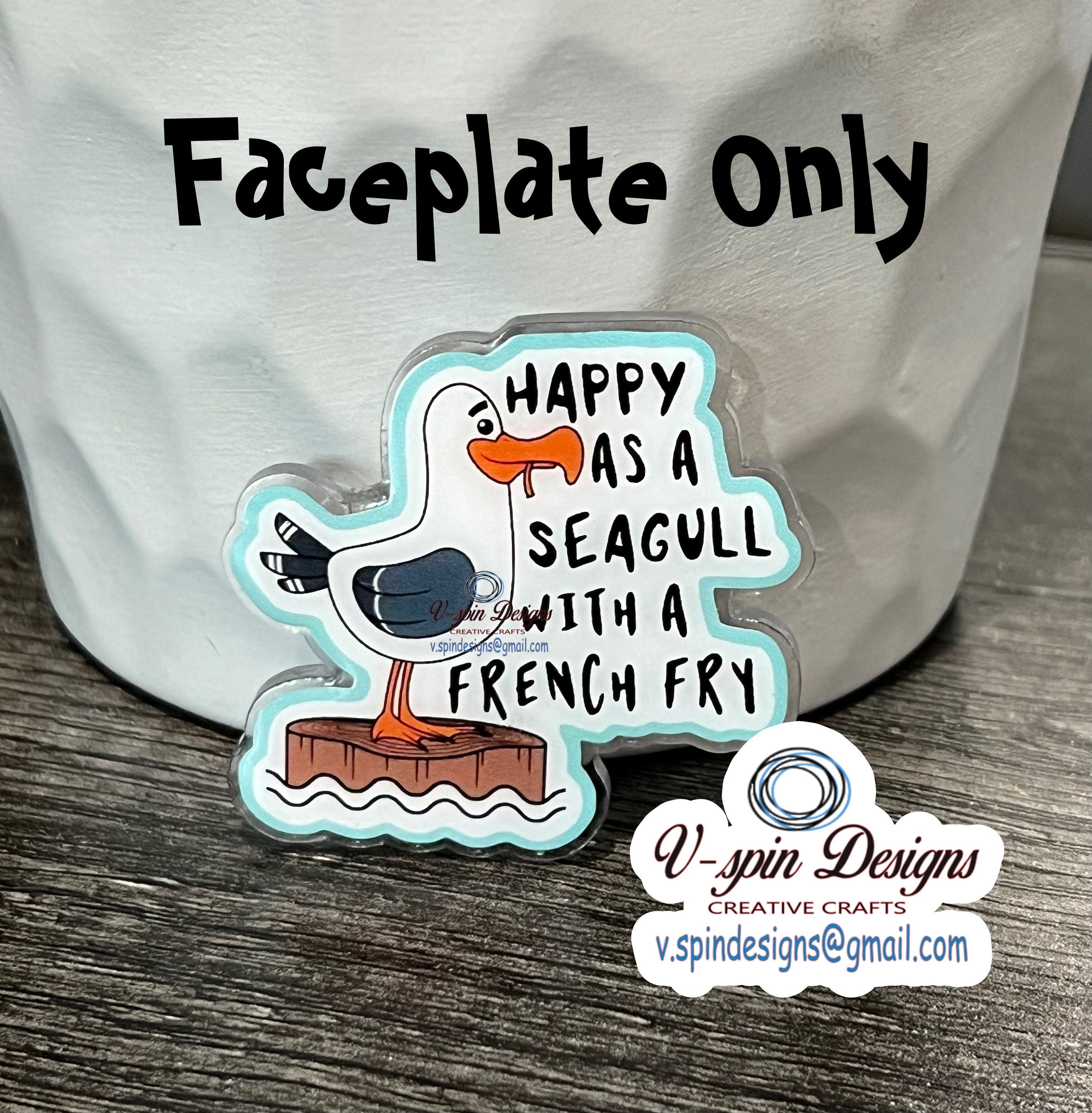 "Happy as a Seagull with a French Fry" Badge Reel | Funny Retractable ID Holder