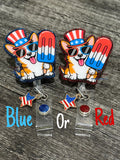 Patriotic Corgi Badge Reel | 4th of July Retractable Acrylic ID Holder