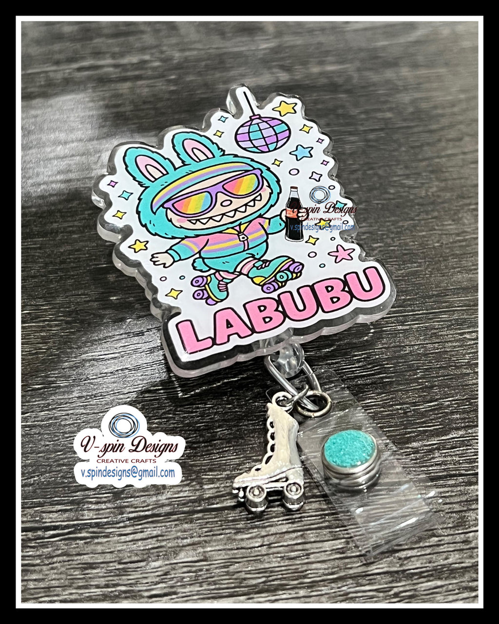 Roller Skating Monster Badge Reel: Interchangeable ID Holder