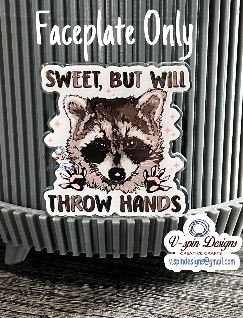 Funny Raccoon Badge Reel: "Sweet But Will Throw Hands" ID Holder