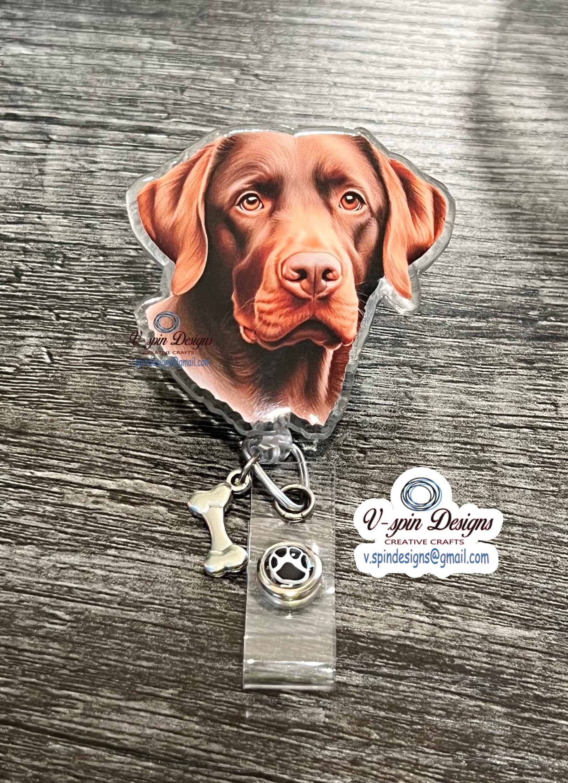 Rust Labrador Retriever Badge Reel | Retractable Acrylic ID Holder