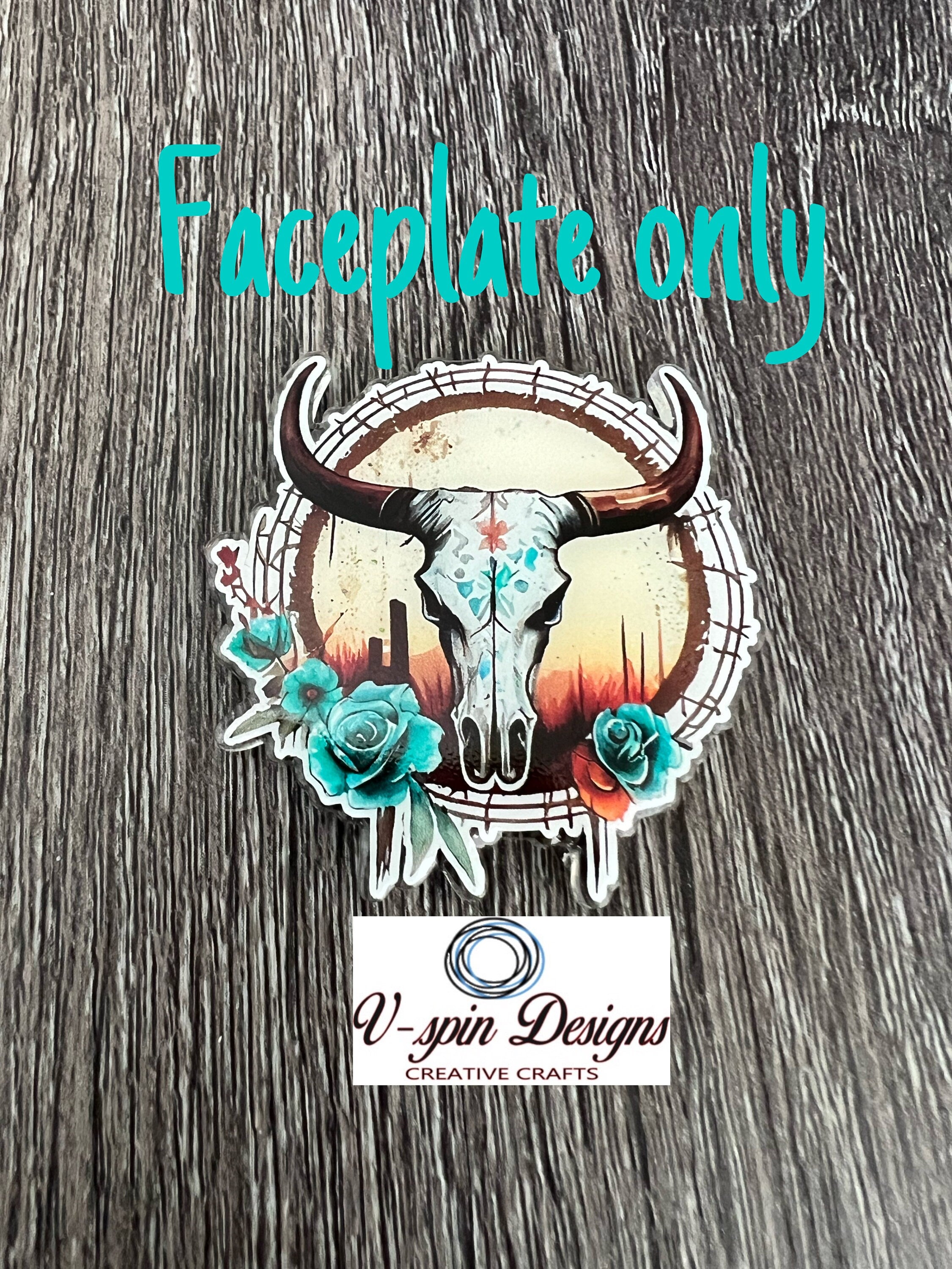 Bull Skull Badge Reel: Western Floral ID Holder